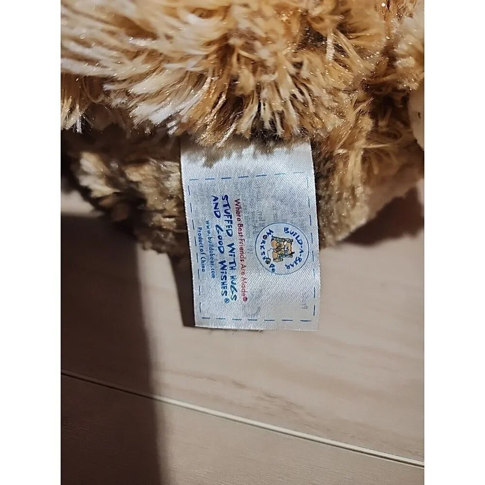 Build A Bear BABW Champ Brown Calico Plush Heart Patch Stitched Stuffed 16”